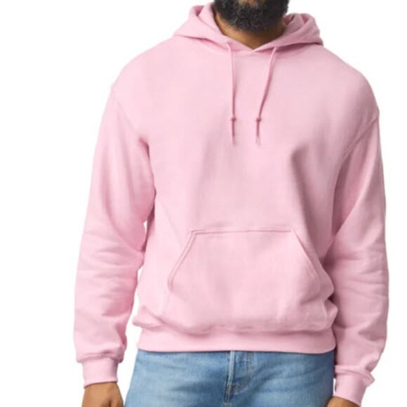 New Gildan Heavy Blend Pink Hooded Sweatshirt with Kangaroo Pockets - Picture 1 of 4